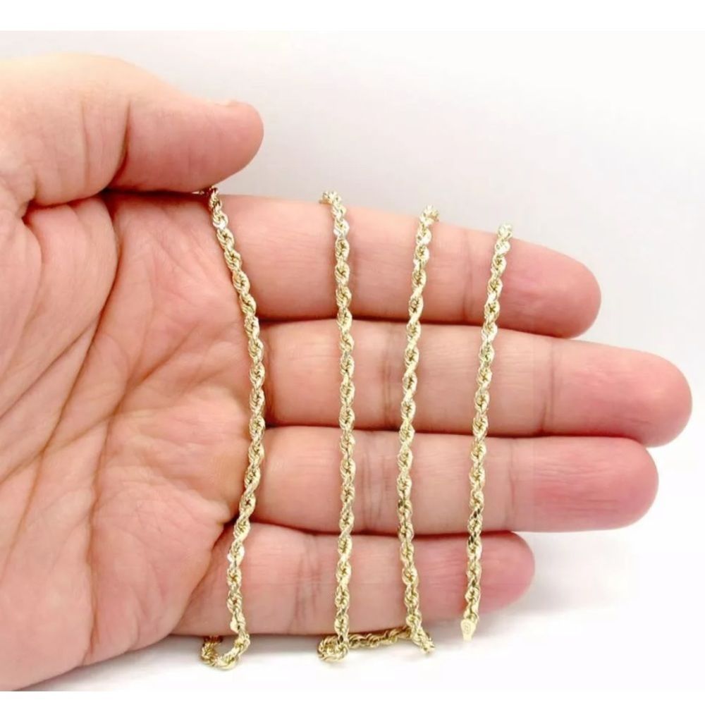 Real Solid Gold Rope Chain 3MM 22 Inch Brand New